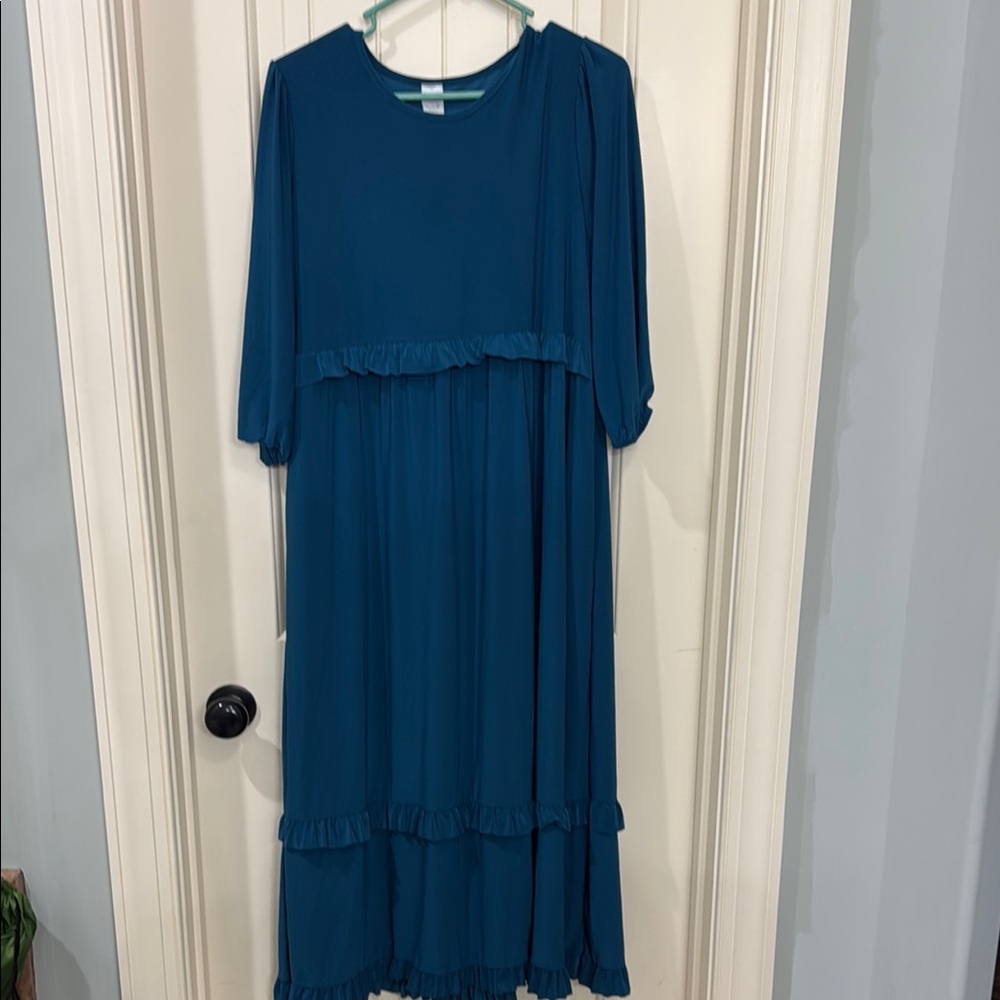 Teal dress with ruffles